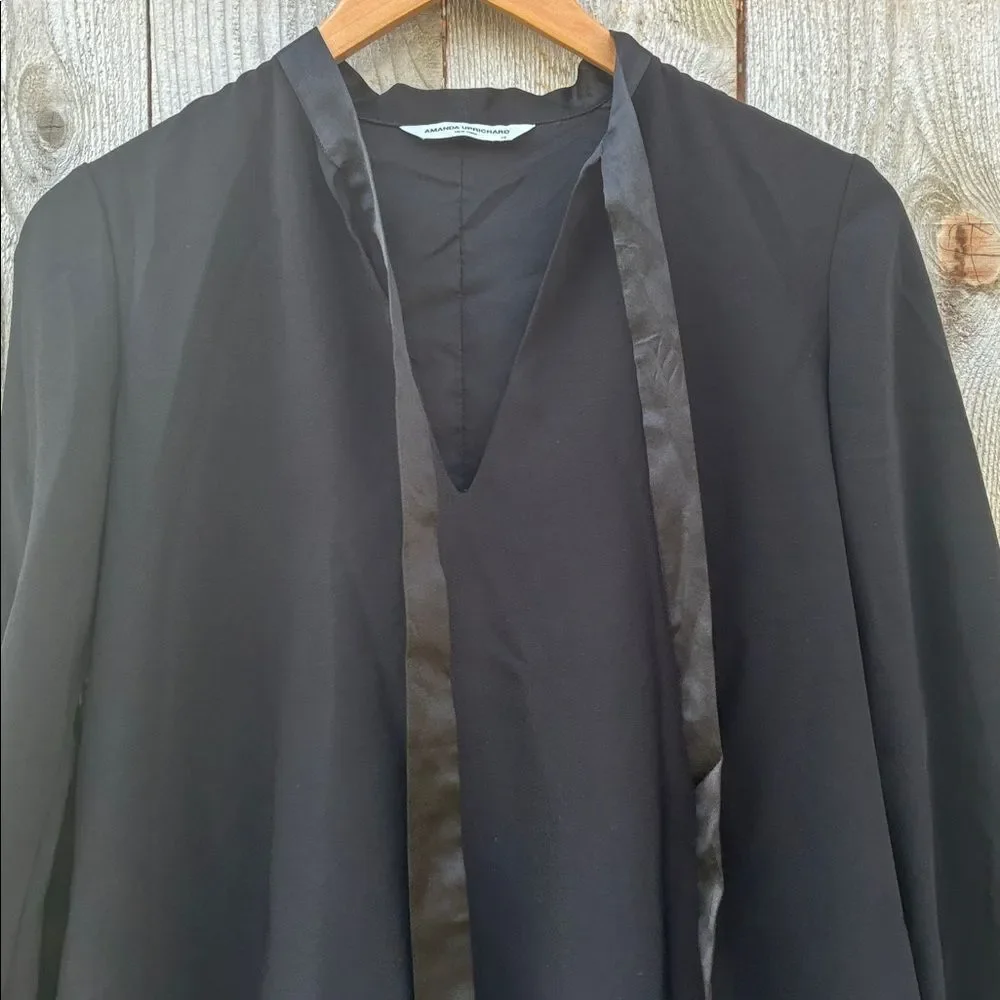 Amanda Uprichard Louie Silk Long Sleeve Mini dress-Black